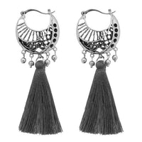 Jeweljunk Grey Thread Rhodium Plated Earrings - 1310954C