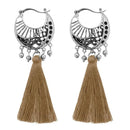 Jeweljunk Brown Thread Rhodium Plated Tassel Earrings - 1310954E