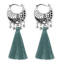 Jeweljunk Blue Thread Rhodium Plated Tassel Earrings - 1310954F