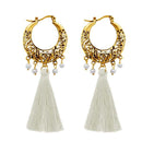 Jeweljunk White Thread Gold Plated Earrings - 1310955D