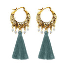 Jeweljunk Gold Plated Blue Thread Tassel Earrings - 1310955F
