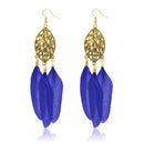 Jeweljunk Gold Plated Blue Feather Earrings - 1310957B