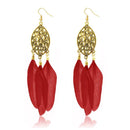 Jeweljunk Gold Plated Red Feather Earrings - 1310957C