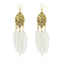 Jeweljunk Gold Plated White Feather Earrings - 1310957F