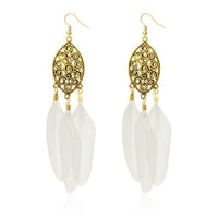 Jeweljunk Gold Plated White Feather Earrings - 1310957F