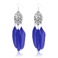 Jeweljunk Silver Plated Blue Feather Earrings - 1310958B