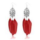 Jeweljunk Silver Plated Red Feather Earrings - 1310958D