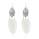 Jeweljunk Silver Plated White Feather Earrings - 1310958F