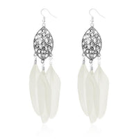Jeweljunk Silver Plated White Feather Earrings - 1310958F