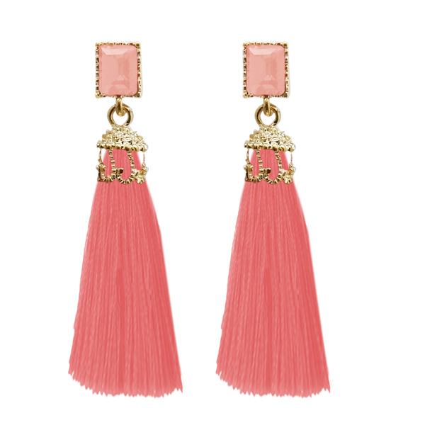 Jeweljunk Gold Plated Peach Thread Earrings - 1310961E