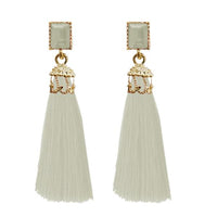 Jeweljunk Gold Plated White Thread Earrings - 1310961F