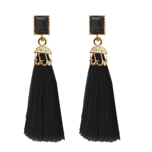 Jeweljunk Gold Plated Black Thread Earrings - 1310961H