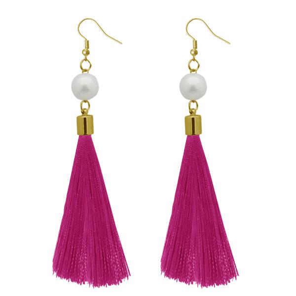 Tip Top Fashions Pink Thread Gold Plated Thread Earrings - 1310964A