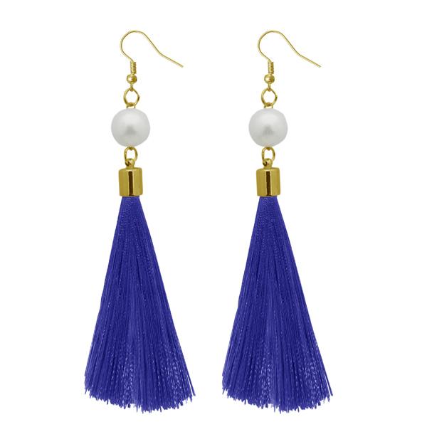 Tip Top Fashions Blue Thread Gold Plated Thread Earrings - 1310964B