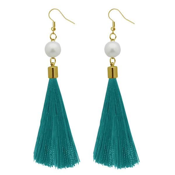 Jeweljunk Green Thread Gold Plated Thread Earrings - 1310964D