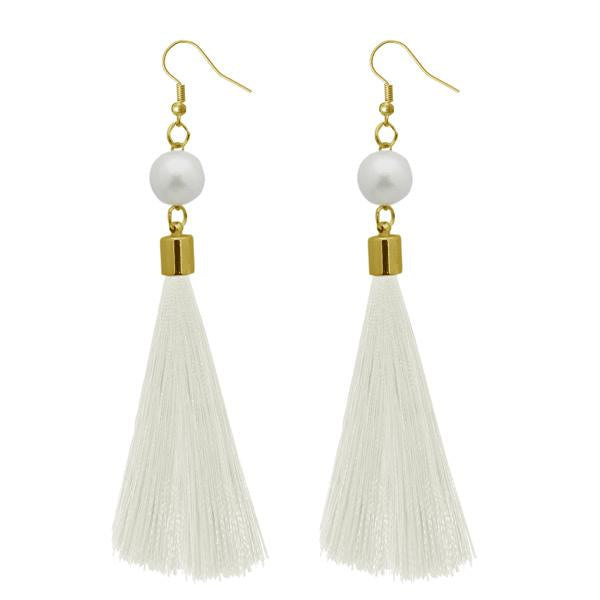 Tip Top Fashions White Gold Plated Thread Earrings - 1310964E