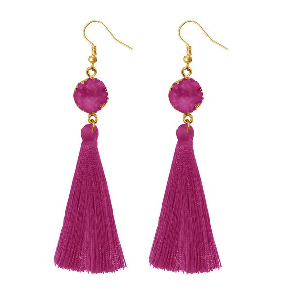 Tip Top Fashions Purple Thread Gold Plated Earrings - 1310965A