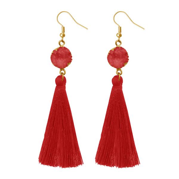 Tip Top Fashions Red Gold Plated Thread Earrings - 1310965C