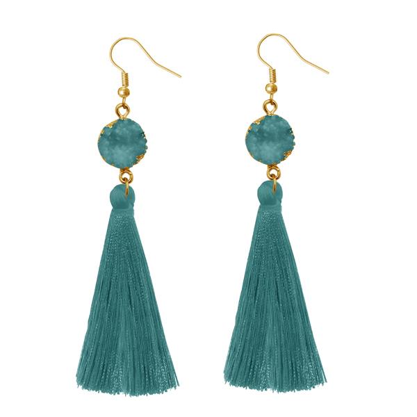 Tip Top Fashions Green Thread Gold Plated Earrings - 1310965D