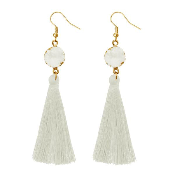 Jeweljunk White Gold Plated Thread Earrings - 1310965E