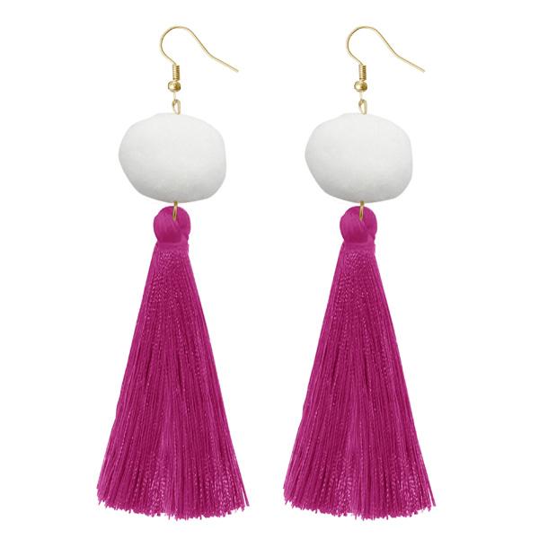 Tip Top Fashions Purple Gold Plated Thread Earrings - 1310966A
