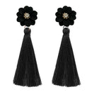 Jeweljunk Black Thread Gold Plated Tassel Earrings - 1310967B