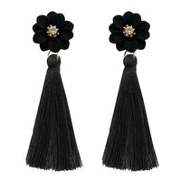 Jeweljunk Black Thread Gold Plated Tassel Earrings - 1310967B