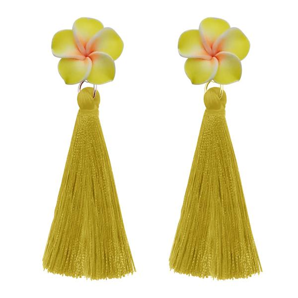 Jeweljunk Yellow Thread Gold Plated Tassel Earrings - 1310968E