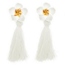 Jeweljunk White Thread Gold Plated Tassel Earrings - 1310968F