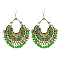 Kriaa Antique Gold Plated Afghani Beaded Dangler Earring - 1311001I
