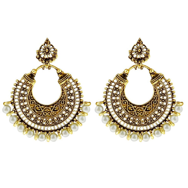 Jeweljunk Antique Gold Plated Multi Beads Afghani Earrings - 1311006B