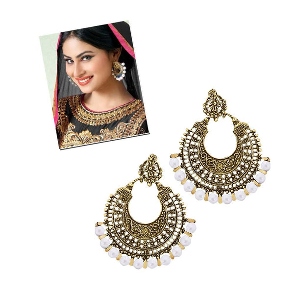 Jeweljunk Antique Gold Plated Beads Afghani Earrings - 1311022P
