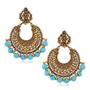 Jeweljunk Blue Beads Antique Gold Plated Afghani Earrings - 1311026A