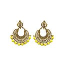 Jeweljunk Yellow Beads Antique Gold Plated Afghani Earrings - 1311026H