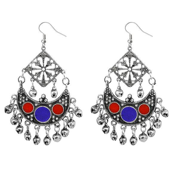 Jeweljunk Black Oxidised Plated Afghani Earrings - 1311034O
