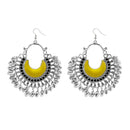 Jeweljunk Silver Plated Yellow Meenakari Afghani Earrings - 1311053B