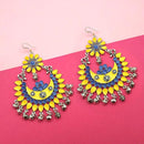 Jeweljunk Silver Plated Yellow Meenakari Afghani Earrings - 1311054L