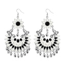 Jeweljunk White Meenakari Silver Plated Afghani Earrings - 1311055F