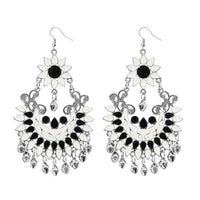 Jeweljunk White Meenakari Silver Plated Afghani Earrings - 1311055F