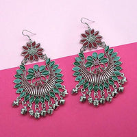 Jeweljunk Green Meenakari Afghani Earrings - 1311056O