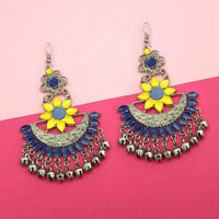 Jeweljunk Yellow Meenakari Afghani Earrings - 1311057J