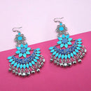 Jeweljunk Silver Plated Blue Meenakari Afghani Earrings - 1311057O