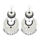 Jeweljunk White Meenakari Silver Plated Afghani Earrings - 1311058A
