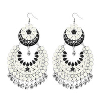 Jeweljunk White Meenakari Silver Plated Afghani Earrings - 1311058A