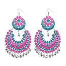 Jeweljunk Silver Plated Pink Meenakari Afghani Earrings - 1311058B