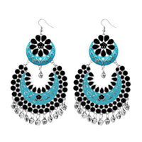 Jeweljunk Silver Plated Black Meenakari Afghani Earrings - 1311058H