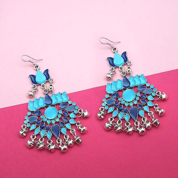 Jeweljunk Silver Plated Multi Meenakari Afghani Earrings - 1311059H