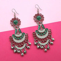 Jeweljunk Brown & Green Meenakari Afghani Earrings - 1311061D
