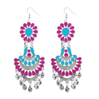 Jeweljunk Pink Meenakari Silver Plated Afghani Earrings - 1311061E