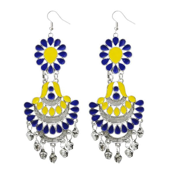 Tip Top Fashions Yellow Meenakari Silver Plated Afghani Earrings - 1311061I